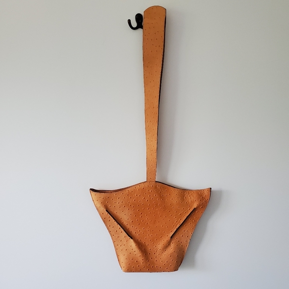 Hand Crafted Handbags - Tan/orange leather purse shaped like manta ray